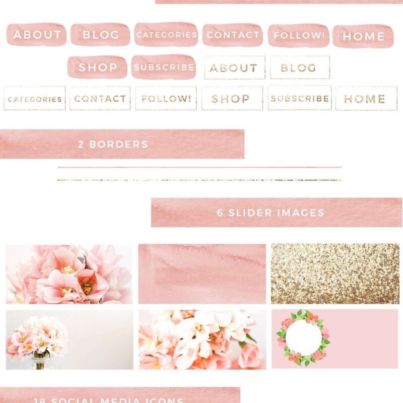 Blush and Gold Web Blog Branding Kit | Blush and Gold Blog Header | Blush and Gold Branding | Watercolor Header | Gold Glitter Facebook Cover | Floral Blog Header | Social Media Icons | Slider Images | Stock Photos for Blog Website Business | Pink Flowers Stock Photography | Click through to check it out >>