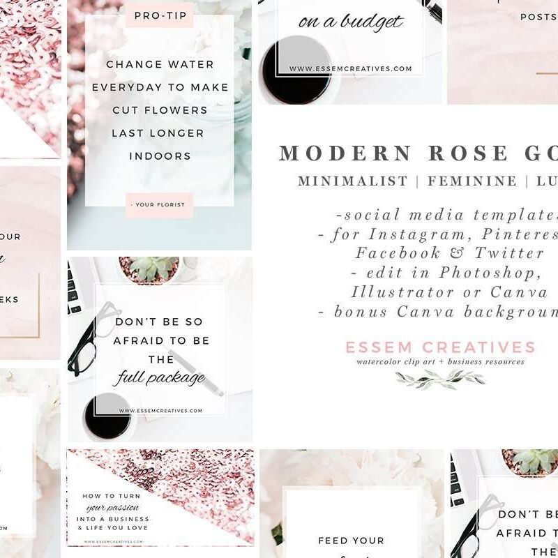 Modern Rose Gold Social Media Templates | Clean Minimalist Branding | Stock Photos for Blog | Instagram Templates | Pinterest Templates | Quick and easy Social Media Graphics for Solopreneurs | Branding Essentials | Click through to check out this awesome product >>