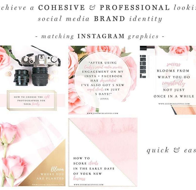 Pink Gold Black Social Media Templates 4 Pink Gold Black Social Media Templates, Photographer Marketing Templates, Flowers & Vintage Camera Stock Photos | If you're looking to grow your social media following without spending hours creating graphics, then check out this set of Social Media Templates | Click to see it >>