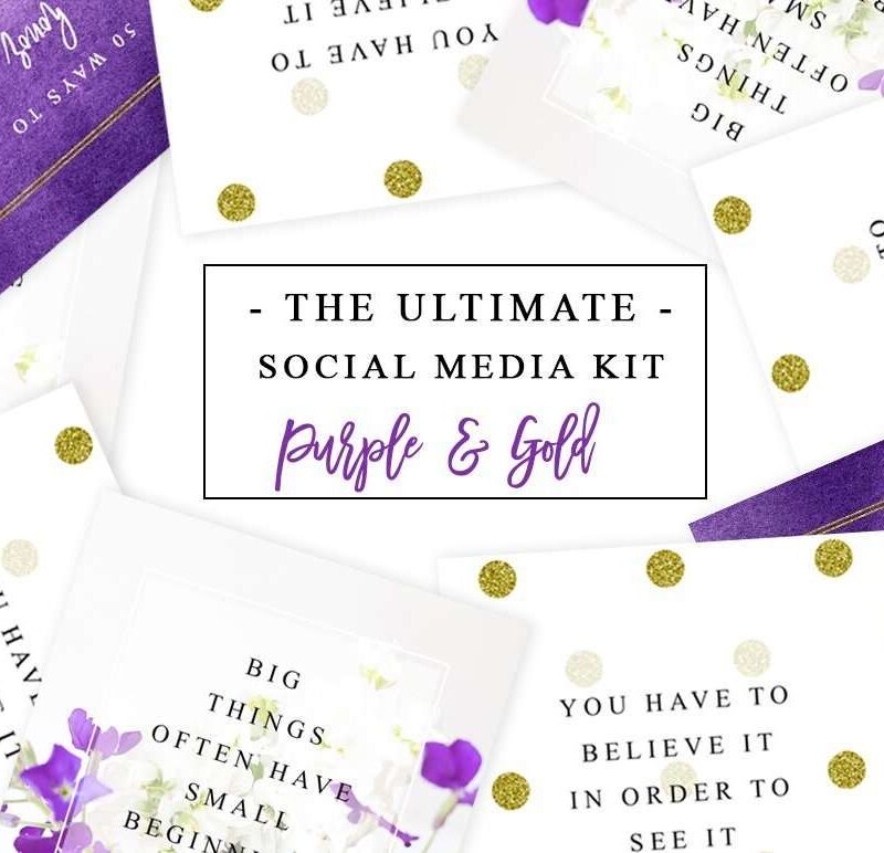 Purple and Gold Social Media Templates for Instagram Facebook Twitter Pinterest