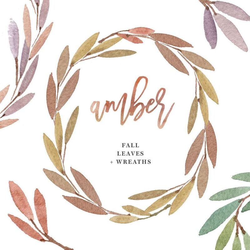 Amber includes a set of fall watercolor wreath clip art for beginner's DIY crafts projects. Use them for card making, kids crafts, for planner stickers, invitations or just for printable wall art. Lots of options possible with these leaves, branches & wreaths>>