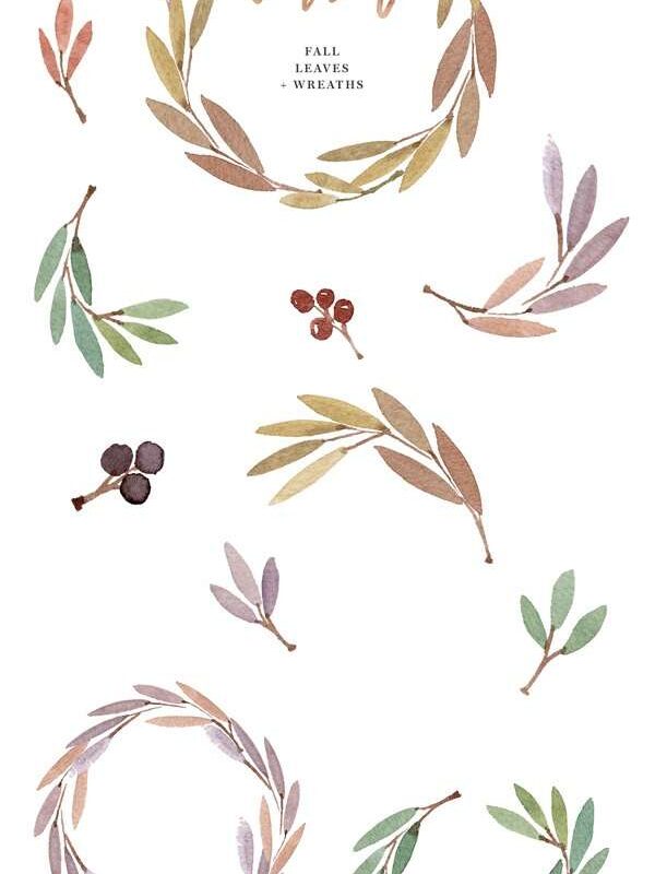 Amber includes a set of fall watercolor wreath clip art for beginner's DIY crafts projects. Use them for card making, kids crafts, for planner stickers, invitations or just for printable wall art. Lots of options possible with these leaves, branches & wreaths>>