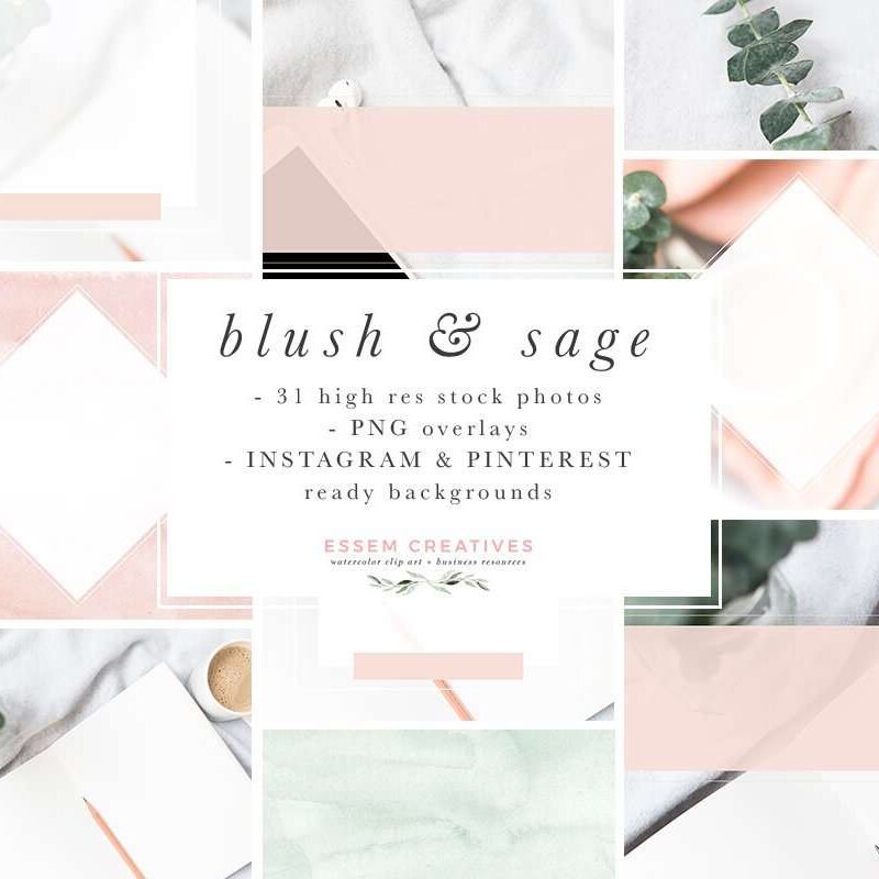 This Blush and Sage Feminine Stock Photos and Social Media Branding Bundle is a Mega Pack of content for small business owners. This kit includes modern minimalist branding images with a touch of watercolor. This stock photo and social media bundle is aimed at busy creative business owners & bloggers who want to be consistent with their posting on Instagram to grow their following & engage with their audience on a regular basis.