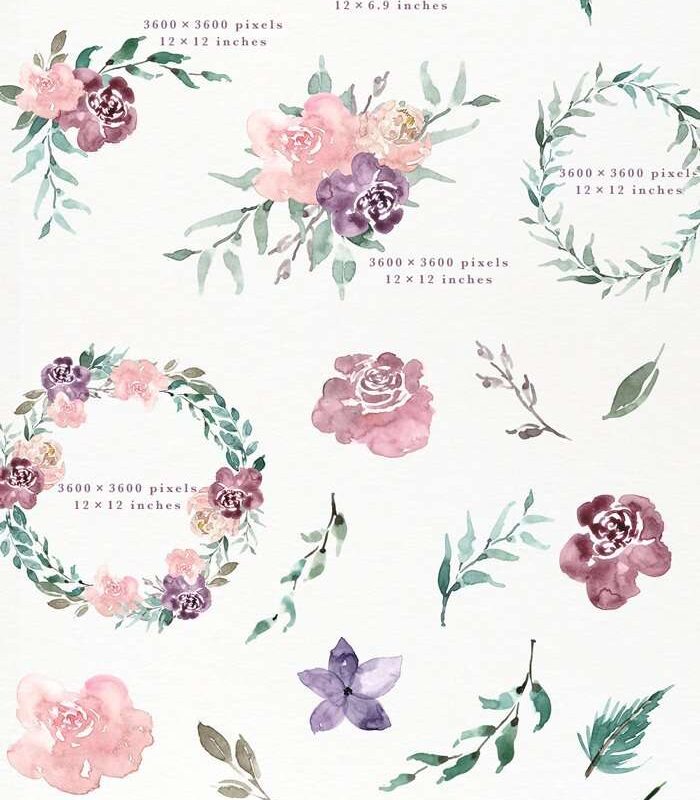 Wine Berry Burgundy Watercolor Flowers Clipart, Watercolor Bouquets Wreaths for Wedding Invitations & Logo Use these floral watercolor clipart for creating DIY watercolor wedding invitations, save the dates, DIY bridal shower paper, birthday party invitations, party decor, wedding signs, gift tags, for your website header & more. Click to see >>