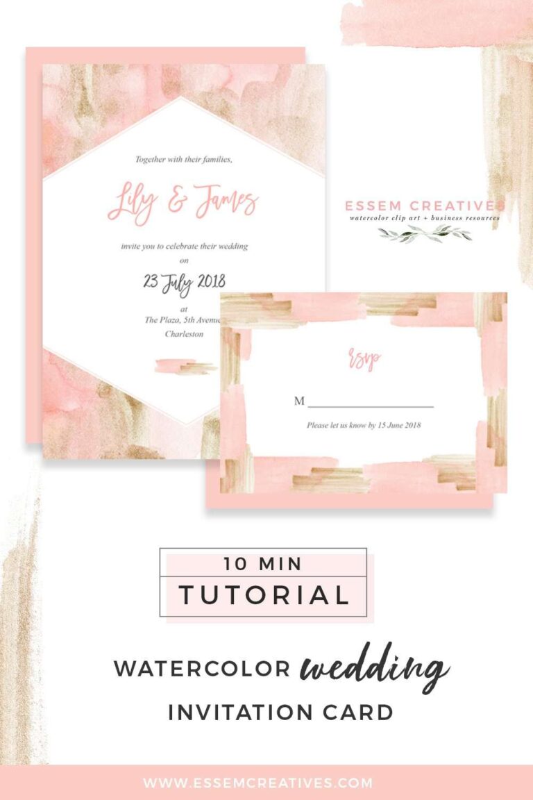 How to Make a Blush and Gold Watercolor Wedding Invitation on a Mac - quick and easy tutorial. You can even follow this DIY tutorial for creating birthday party invites, bridal shower invites, save the dates, and more. Click to check out this sweet 10 minute tutorial now>>