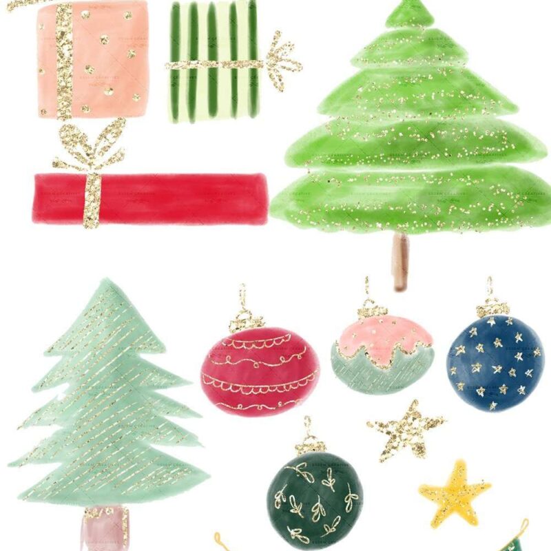 Christmas Tree Clipart, Tree Decorations Ornaments Gifts Buntings, Sublimation Design Transfer PNG | Use these images to create holiday designs like gift tags, greeting cards, Christmas invitations, Kids Birthday Party invitations, Christmas T-shirts coffee mugs tumblers phone cases, School documents & posters, quirky winter wedding invites, holiday cards and Christmas cards for your family or your business and more. Click to see more>> #christmas #christmasclipart #winter