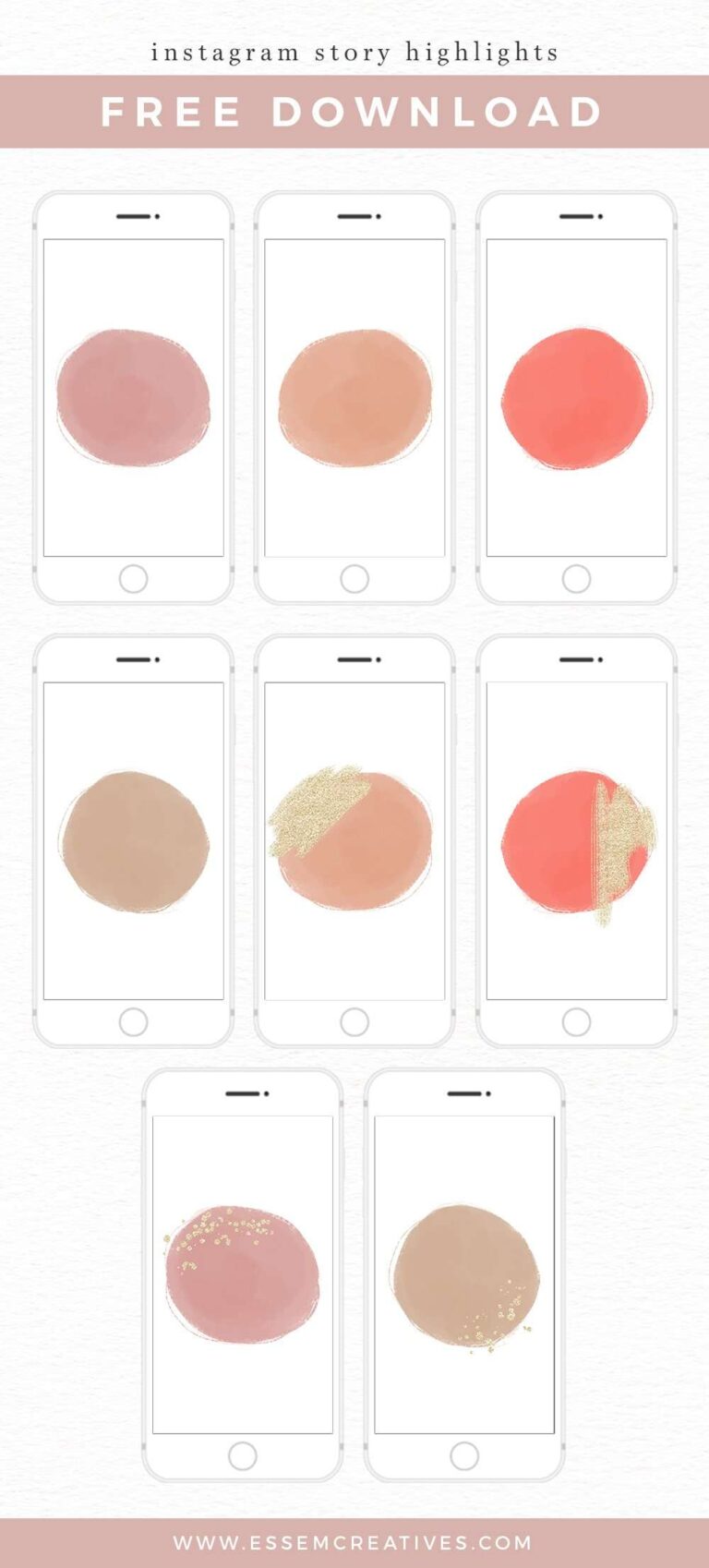Free Instagram Story Highlight Covers Pack Download - Neutral Watercolors | Instagram Branding kit, Instagram Story Highlights, Instagram Neutral Blush Branding Kit | Use these free Insta highlight covers to add a touch of sophisticated whimsy to your Instagram account. Click to get it>>