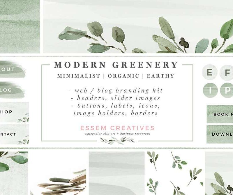Greenery Watercolor Website Blog Branding Kit, Olive Herbal Minimal Theme, Blogger Squarespace Wordpress Design, Blog Headers Social Media Icons | Modern Foliage Web Blog Branding Kit | Minimalist Watercolor Blog Design & Branding | Neutral Wordpress Theme Elements | Feminine Greenery Olive Eucalyptus Herbal Natural Graphics | Bright and Airy Website Headers | Social Media Icons, Buttons, Banners, Labels & More | Click through to check out this gorgeous kit >>