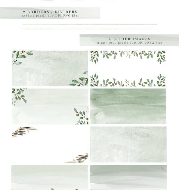 Greenery Watercolor Website Blog Branding Kit, Olive Herbal Minimal Theme, Blogger Squarespace Wordpress Design, Blog Headers Social Media Icons | Modern Foliage Web Blog Branding Kit | Minimalist Watercolor Blog Design & Branding | Neutral Wordpress Theme Elements | Feminine Greenery Olive Eucalyptus Herbal Natural Graphics | Bright and Airy Website Headers | Social Media Icons, Buttons, Banners, Labels & More | Click through to check out this gorgeous kit >>