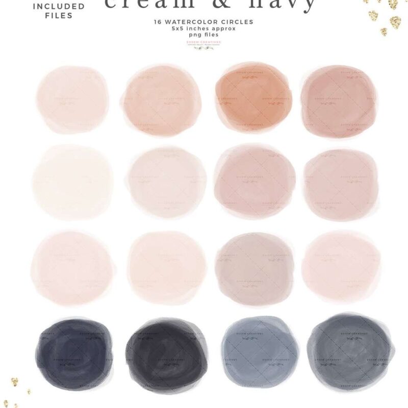 Instagram Story Highlight Covers Blush Cream and Navy Blue Watercolor Circles Shapes Clipart Graphics Instant Download Commercial Use | digital planner stickers - planner graphics - watercolor blobs - modern watercolor circles - sublimation cricut silhouette png graphics - click to see more>> #watercolor