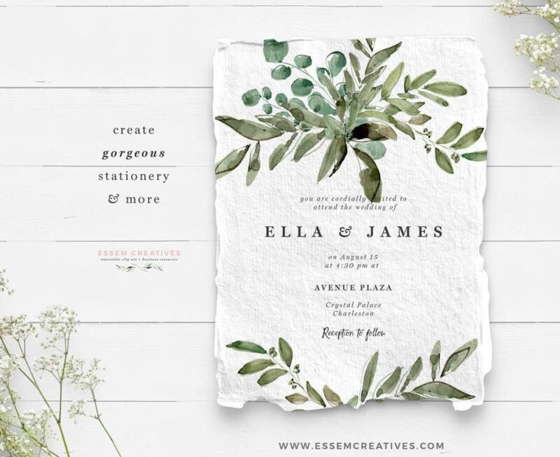 Watercolor Eucalyptus Clipart, Greenery Foliage Green Leaf Leaves ...