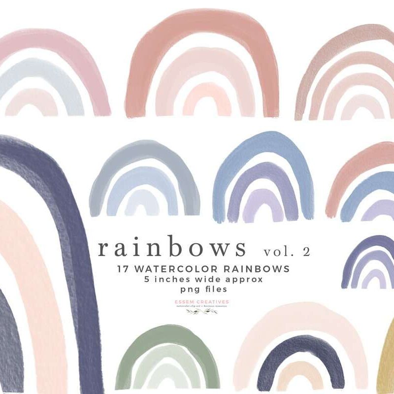 Modern Rainbow Clipart Graphics, Cute Pastel Colorful Rainbow Background for Kids Craft Projects Invitations Scrapbooking | Scrapbooking, Instagram Story Highlight Icons, NEW rainbows for watercolor labels, birthday party invitations, get well soon cards, bullet journal, birthday party, baby shower, bridal shower invitations, planner stickers, planner dashboard decor, wall art prints, sublimation, digital or mixed or paper scrapbooking, branding, shop graphics, watercolor texture #rainbow