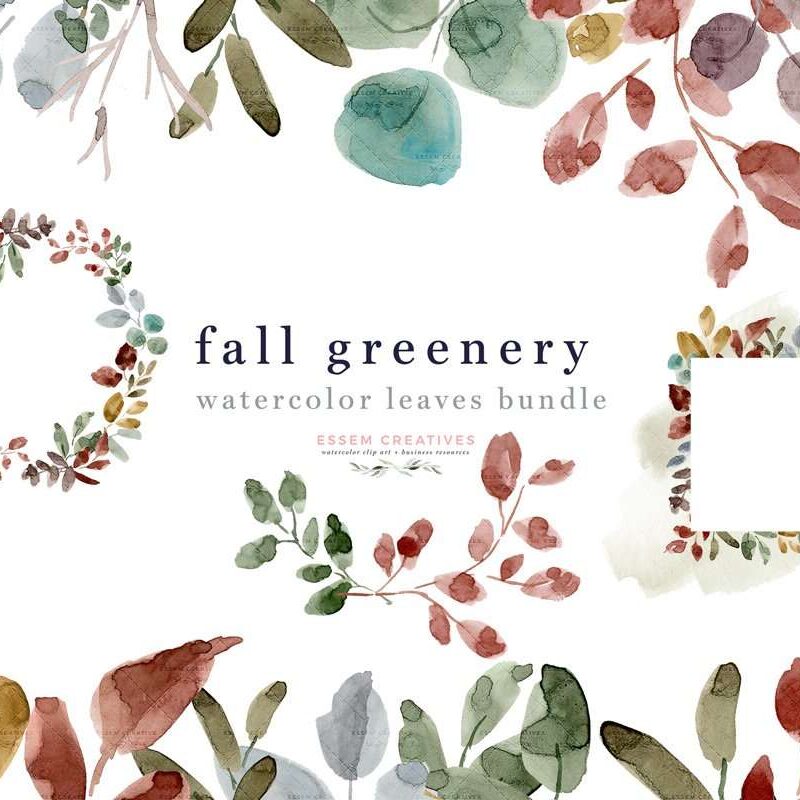Watercolor Fall Leaves Clipart Background Graphics, Laurel Wreath Digital Floral Card Border, Autumn Leaf Foliage Frame | These are perfect for creating watercolor fall floral wedding invitations, thanksgiving invitations, labels, bullet journal, save the date cards, photography marketing material, feminine logo and blog brand, birthday party, baby bridal shower, planner stickers, planner dashboard decor, wall art prints. #watercolor #weddinginvitation #scrapbooking #digitalplanning