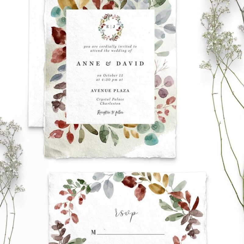 Watercolor Fall Leaves Clipart Background Graphics, Laurel Wreath Digital Floral Card Border, Autumn Leaf Foliage Frame | These are perfect for creating watercolor fall floral wedding invitations, thanksgiving invitations, labels, bullet journal, save the date cards, photography marketing material, feminine logo and blog brand, birthday party, baby bridal shower, planner stickers, planner dashboard decor, wall art prints. #watercolor #weddinginvitation #scrapbooking #digitalplanning