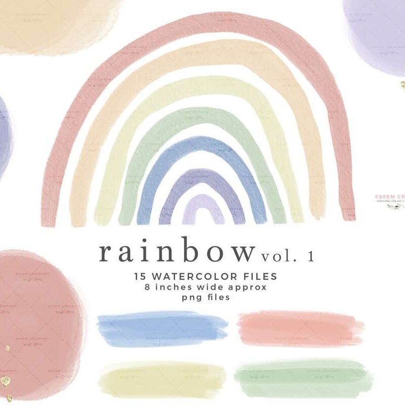 Watercolor Rainbow Clipart Graphics, Colorful Rainbow Background for Kids Craft Projects Invitations Scrapbooking | Scrapbooking, Instagram Story Highlight Icons, NEW rainbows for watercolor labels, birthday party invitations, get well soon cards, bullet journal, birthday party, baby shower, bridal shower invitations, planner stickers, planner dashboard decor, wall art prints, sublimation, digital or mixed or paper scrapbooking, branding, shop graphics, watercolor texture #rainbow