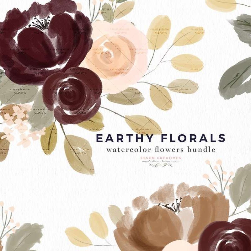 Earthy Fall Floral Watercolor Clipart Background Border Wreath Bouquet Corners Frames Graphics | These are perfect for creating fall floral wedding invitations, watercolor halloween invites, thanksgiving invitations, gender neutral baby shower invitations, save the date cards, photography marketing, feminine logo blog brand, birthday party, bridal shower, planner stickers, planner dashboard decor, wall art prints. #thanksgiving #clipart #watercolorfloral #weddinginvitations #scrapbooking