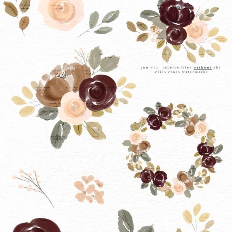 Earthy Fall Floral Watercolor Clipart Background Border Wreath Bouquet Corners Frames Graphics | These are perfect for creating fall floral wedding invitations, watercolor halloween invites, thanksgiving invitations, gender neutral baby shower invitations, save the date cards, photography marketing, feminine logo blog brand, birthday party, bridal shower, planner stickers, planner dashboard decor, wall art prints. #thanksgiving #clipart #watercolorfloral #weddinginvitations #scrapbooking