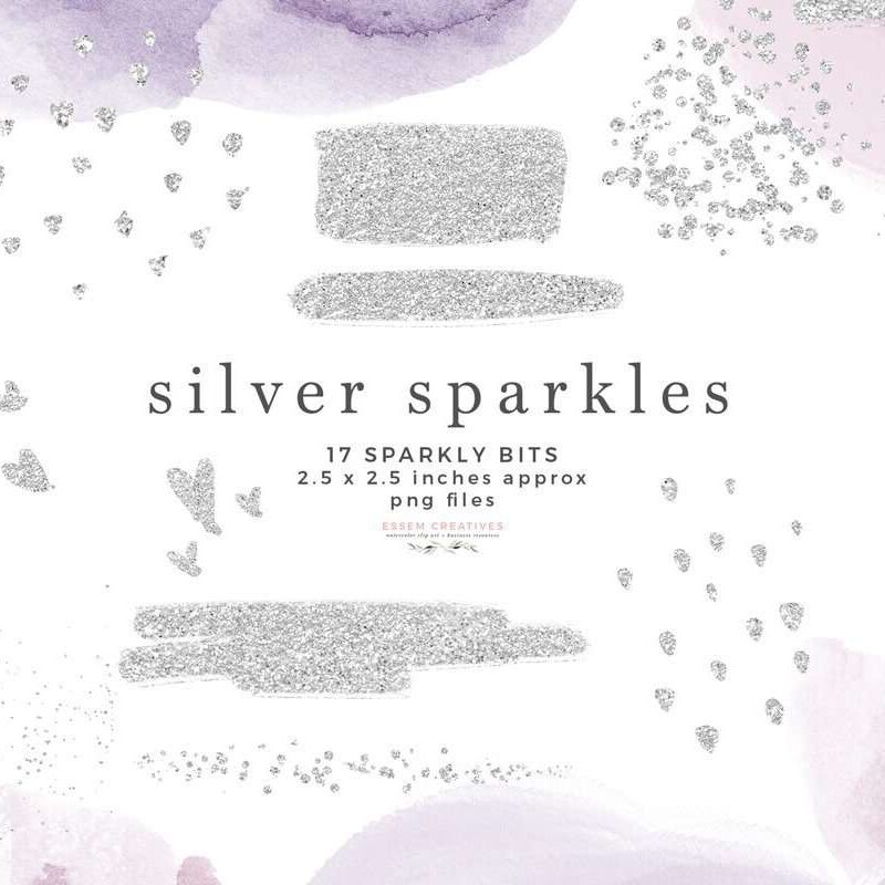 Silver Sparkles Glitter Confetti Overlay Clipart with Transparent Background | Silver Overlay Graphics for Commercial Use >> #silver #digitalstickers #plannerstickers #digitalplanner #silverfoil