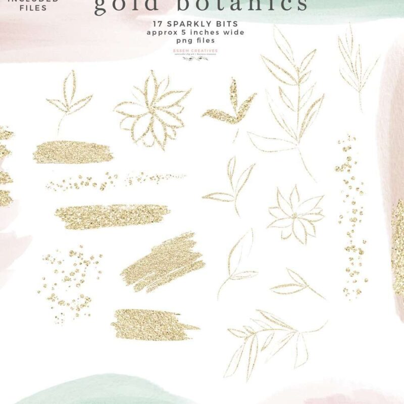 Gold Botanics Clipart, Sparkle Glitter Clipart Overlay, Sublimation PNG | Instant download | Logo Design & Branding, Scrapbooking, Instagram Story Highlight Icons and covers, Wedding Invitations and for designing social media posts as well. Create labels, birthday party invitations, bullet journal decor, digital planner stickers, save the date cards, photography marketing material, birthday party invites, baby shower decor, bridal shower invitations, nursery art prints, planner stickers & more