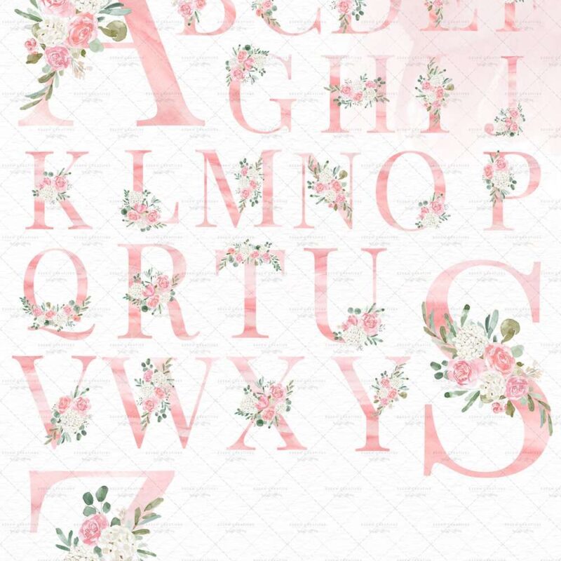 Blush Watercolor Floral Alphabet Digits Numbers Font Letters Clipart 2021 2022 2023 | Perfect for rustic, vintage watercolor wedding invitations, sublimation design png, print and cut file for cricut, bridal shower party, girl baby shower invites, Save the Date cards, birthday party, menu, table numbers, girl nursery wall art printable, digital stickers, welcome sign, logo branding packaging, gift tags, greeting cards, planner stickers for commercial use. Click to see more>>