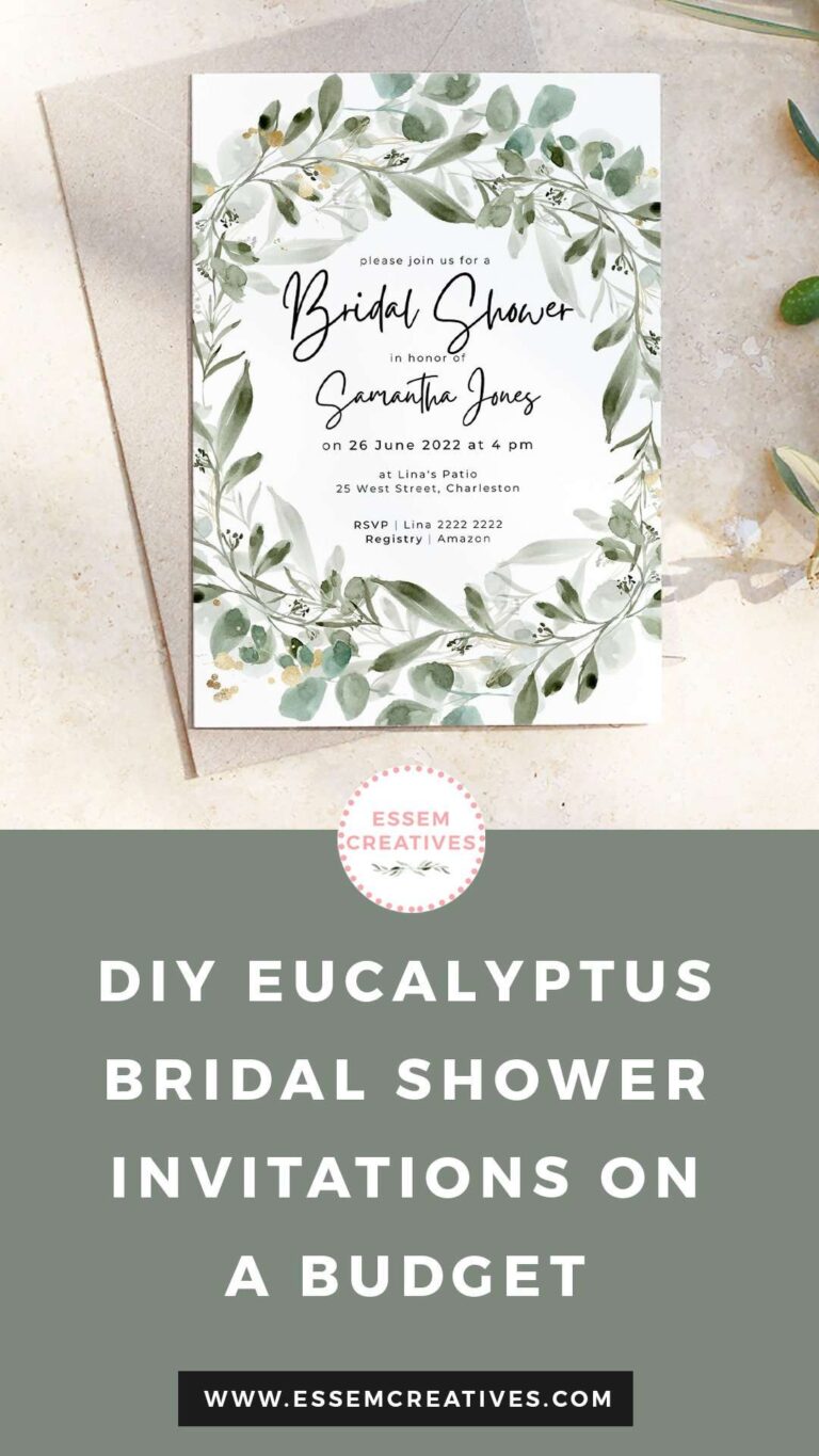 DIY Eucalyptus Watercolor Bridal Shower Invitations on a Budget | Learn how to make a quick easy affordable cheap Printable Bridal Shower Stationery | Easy Printable Watercolor Floral Bridal Shower Invites | Quick and Easy Canva Design Tutorial with free text template | Click to watch >>