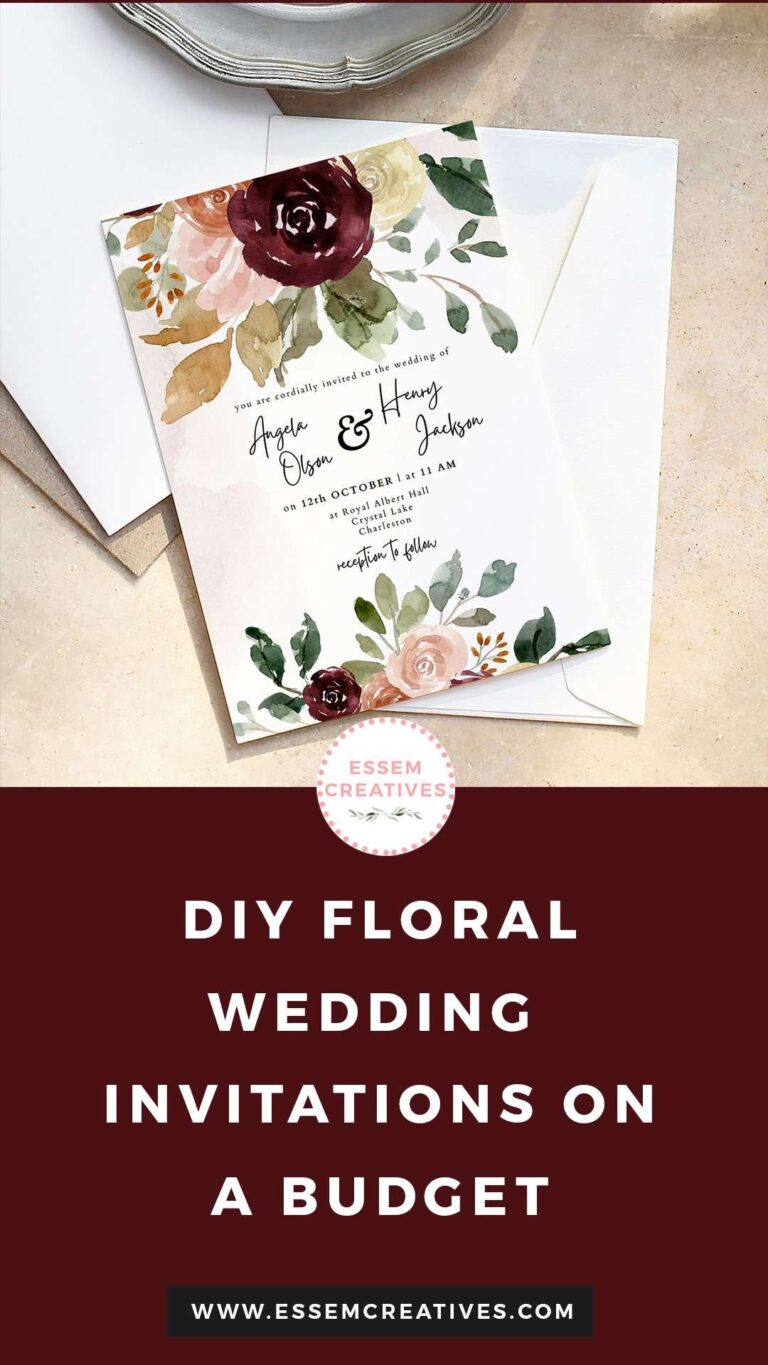 DIY Floral Burgundy Watercolor Wedding Invitations on a Budget | Learn how to make your own DIY Wedding Invitations on Canvas - quick easy affordable cheap Printable Wedding Stationery | Easy Printable Watercolor Fall Wedding Invites | Quick and Easy Canva Design Tutorial | Click to watch >>