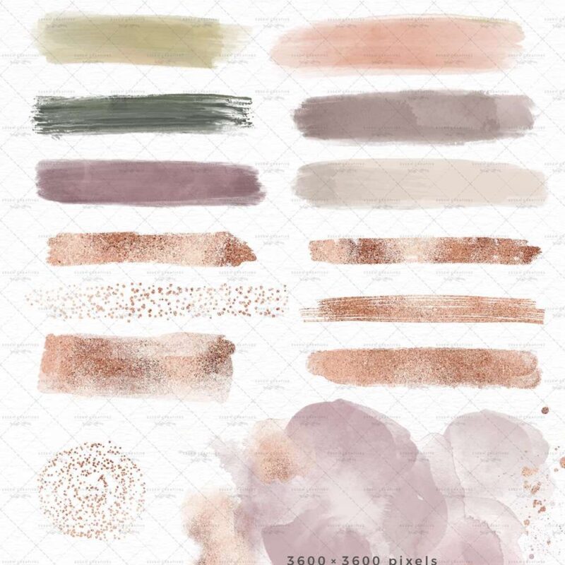 Pink Mauve Pale Neutral Rose Gold Watercolor Circles and Brush Strokes Branding Clipart Boho Insta Story Highlight Covers