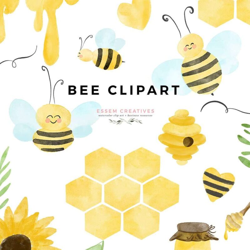 Bee Honeybee Honey Honeycomb Bumble Bee clipart graphics for Bee Themed Birthday Party Baby Shower Bridal Shower Classroom Decor