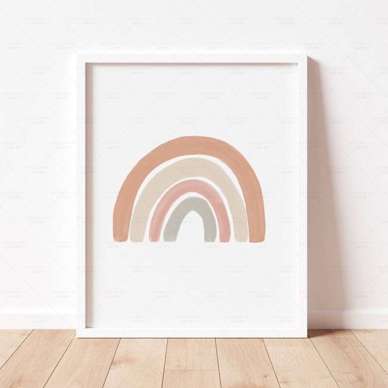 Neutral Rainbow Print, Boho Rainbow Poster, Gender Neutral Nursery Decor, Playroom Prints, Scandi Nursery Poster