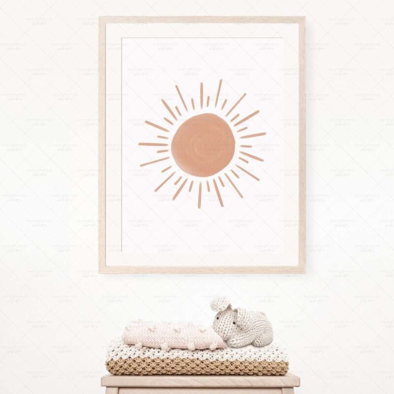 Neutral Sun Print, Boho Sun Wall Art Print, Printable Nursery Decor, Gender Neutral Nursery Print, Playroom Prints