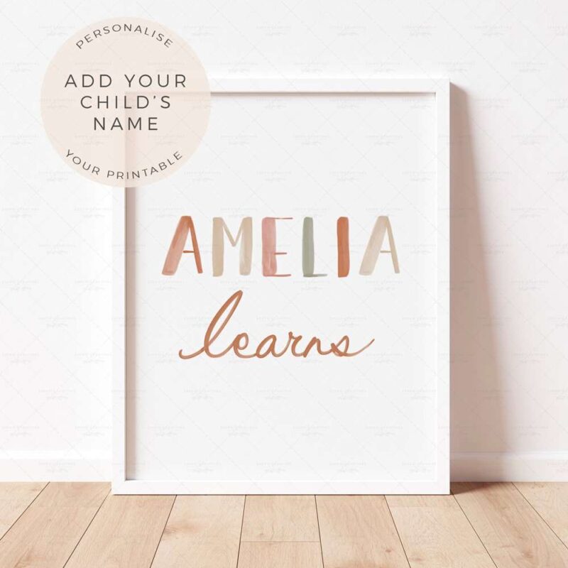 Personalised Name Poster, Nursery Print, Playroom Decor Wall Art, Educational Print