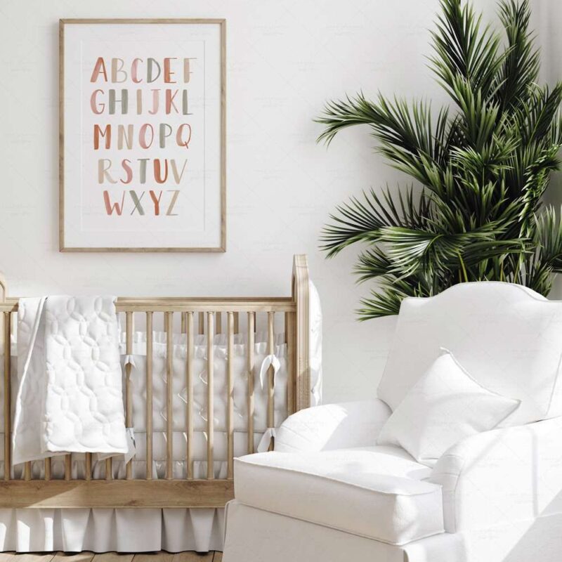 Printable Alphabet Poster, Neutral Boho ABC Print for Nursery Decor, Playroom Decor