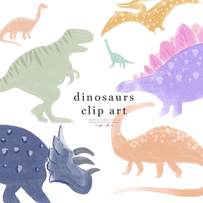 Cute and Colorful Hand Drawn Dinosaurs Illustrations Clip art for Dino 1st Birthday Party Invites Stickers Signs Printable Digital PNGs | Design your little one's birthday party invitations, roar / dino event signage and decor or print them out as posters for their room, or print them on things as dinosaur sublimation art. Dinosaurs include Tyrannasaurus or T-Rex, Brontosaurus, Stegosaurus, Spinosaurus, Brachiosaurus, Pteranodon, Styracosaurus