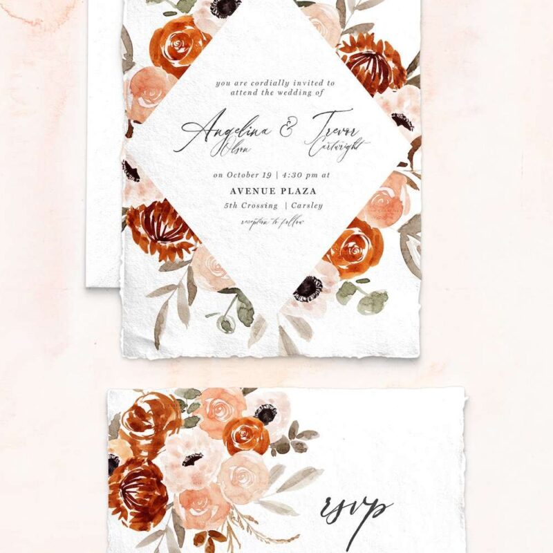 Orange Watercolor Flowers Clipart, Boho Rustic Fall Floral Wreath Frames Borders with Transparent Background | Floral watercolour wedding invitations, save the date card, gender reveal party invites, gender neutral baby shower invitations, posters flyers, scrapbooking resources, surface pattern illustration, digital planner stickers, flower logo & brand design, nursery decor, photography backdrop, card borders | Click to see more>>