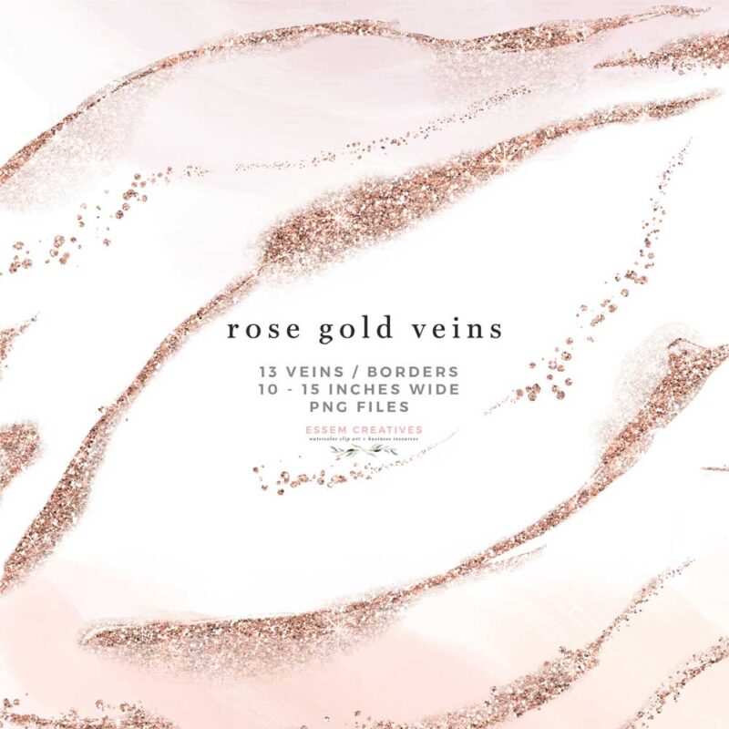 Rose Gold Vein Confetti Clipart Stock Illustration Lines, Glitter Overlays for Watercolor Alcohol Ink Wedding Invitation | Create DIY affordable designs - even beginners can use these! Perfect for wedding invitations, bridal shower decor, baby shower party invites and games, sublimation designs, print and cut on silhouette, planner stickers, logo and branding, social media post designs and templates. Click to see more>>
