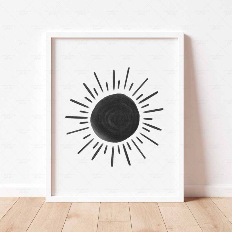 Scandinavian Sun Print, Neutral Sun Wall Art Print, Printable Nursery Decor, Gender Neutral Poster for Playroom. Click to see more>>