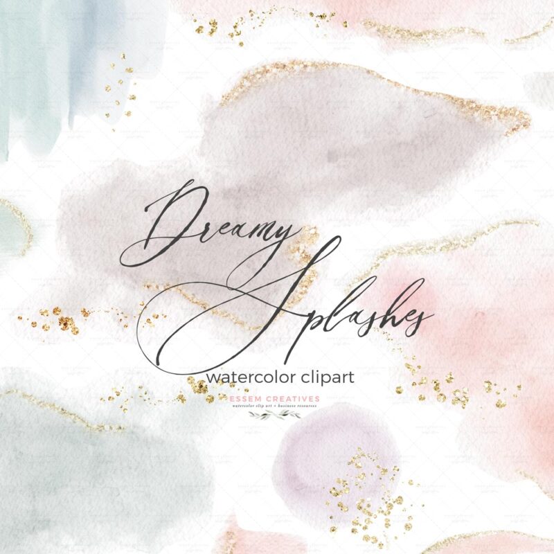 Discover pure enchantment with Dreamy Splashes, a mesmerizing watercolor artwork featuring soft, ethereal splashes in neutral hues like blush pink, sage green, dusty blue. The soft, neutral colours effortlessly blend with delicate gold sparkle accents, creating a serene and magical effect. Perfect for adding a touch of elegance and tranquility to your designs. Click to see more>>
