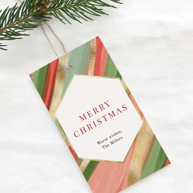 Modern Abstract Watercolor Gift Tag, Christmas Favor Tag, Holiday Gift Tag Template, Personalized Label, Instant Download Edit Corjl 489