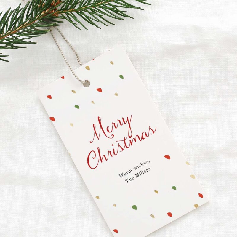 Modern Confetti Watercolor Gift Tag, Christmas Favor Tag, Holiday Gift Tag Template, Personalized Label, Instant Download Edit Corjl 489