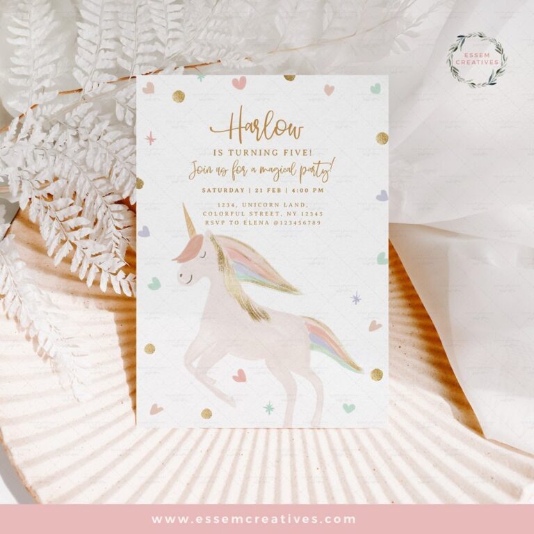 Unicorn Birthday Invitation Template, Pastel Unicorn Birthday Party ...