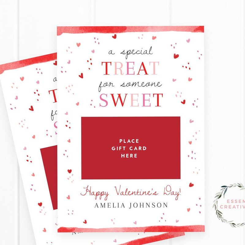 Printable Valentine Gift Card Holder, Sweet Treat Valentine's Day Teacher Gift Card Holder, Editable Valentine's Day Gift Card, Corjl 500