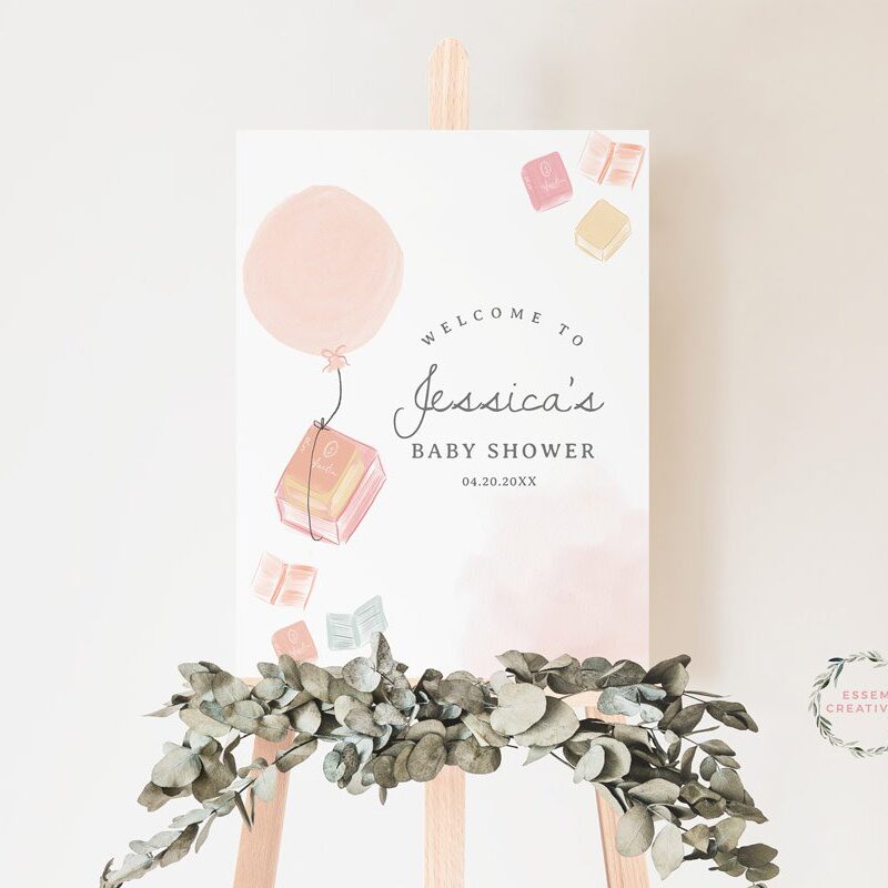 Baby Shower Welcome Sign Template, Watercolor Books Theme Baby Shower Welcome Sign, Printable Template A New Chapter Begins Welcome Card 497