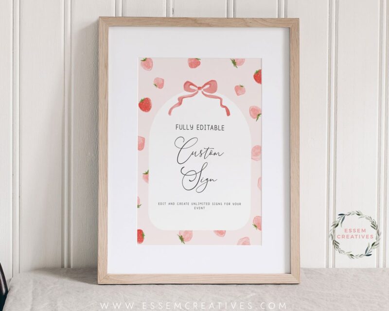 Editable Strawberry Birthday Custom Sign Template, Printable Berry 1st ...