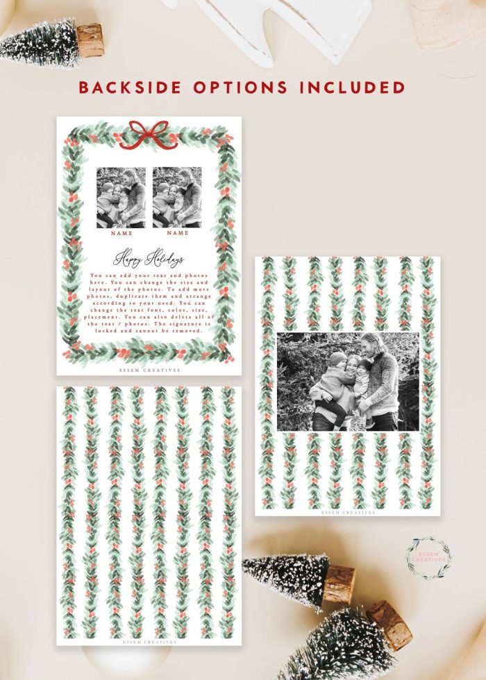 Printable Christmas Card Template, Vertical Shop Holiday Card Template ...