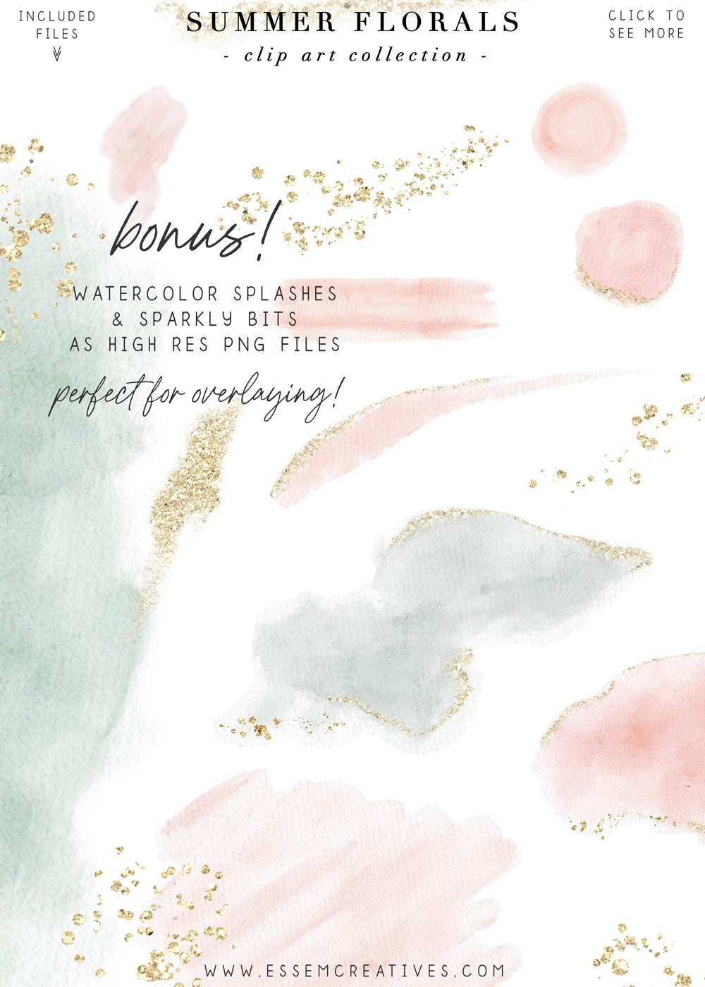 Summer Floral Watercolor Clipart, Peony Rose Background for Modern Wedding Invitation Decor, Sublimation PNG, Graphic for Branding Logo PNG