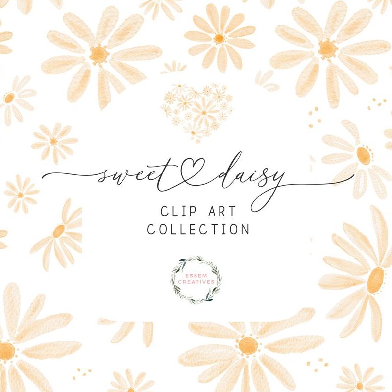 Watercolor Daisy Clipart, Daisy Background Frames for Boho Flower Girl Decor, Sublimation PNG, Baby Shower Birthday Invitation 5x7 Card 1