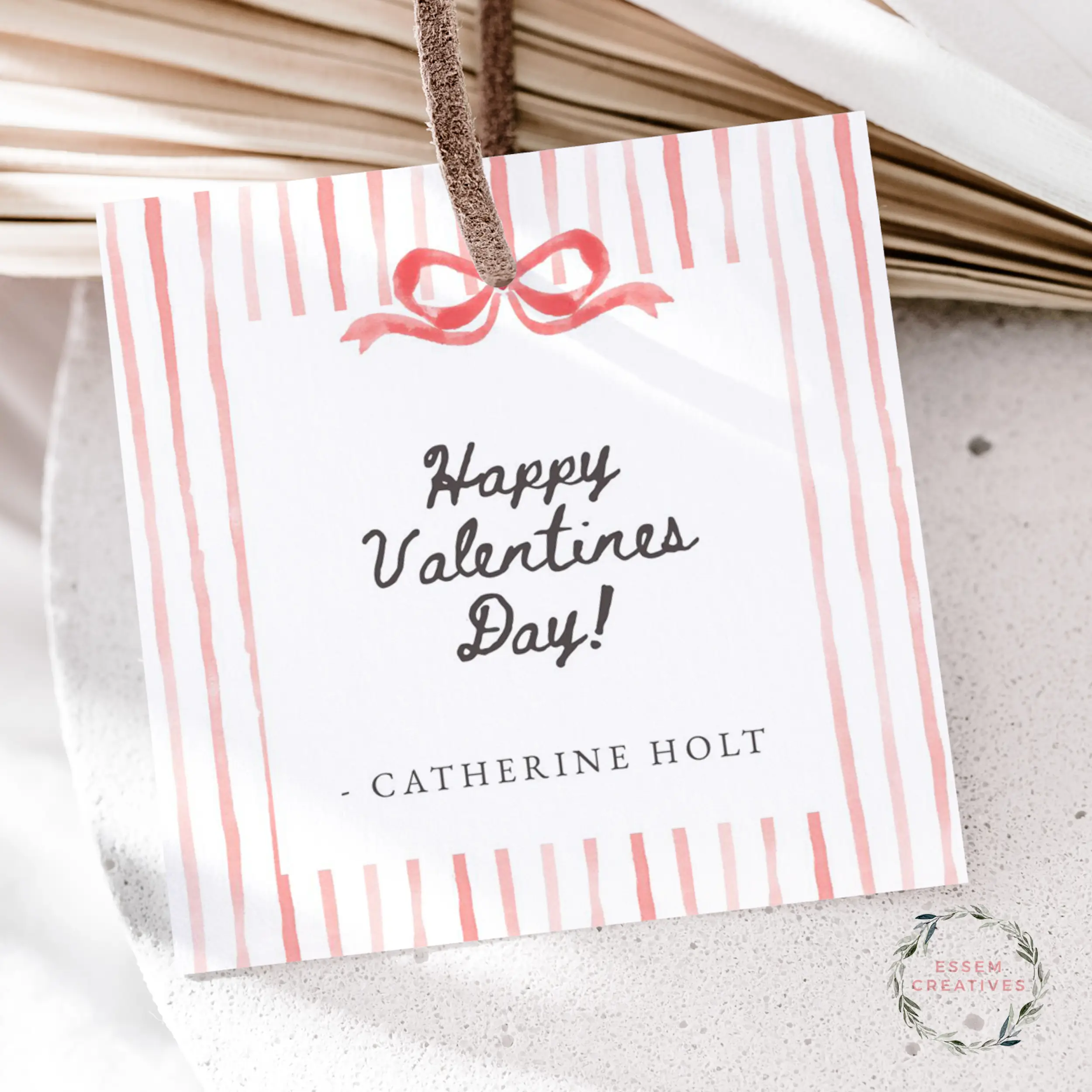 Whimsical Handwritten Gift Tag Template, Editable Preppy Label, Watercolor Party Favor Tag, School Valentine Gift Tag | Edit with CANVA 520-3