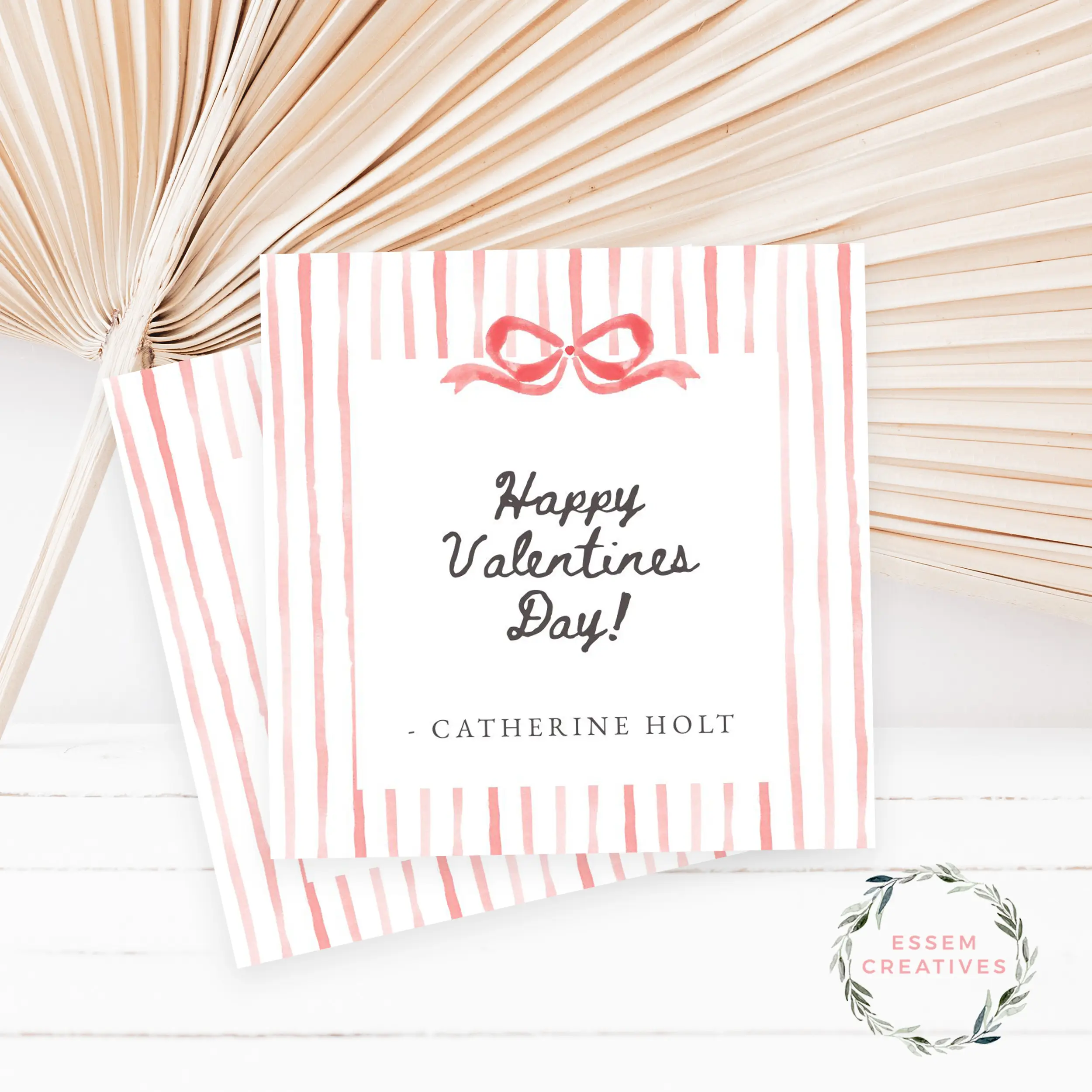 Whimsical Handwritten Gift Tag Template, Editable Preppy Label, Watercolor Party Favor Tag, School Valentine Gift Tag | Edit with CANVA 520-3