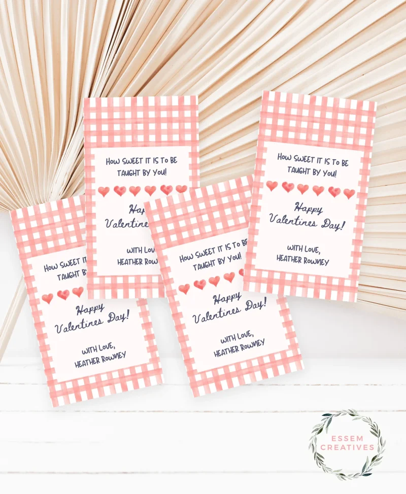 Teacher Valentine Gift Tag Template, Modern Preppy Simple Editable Gift ...