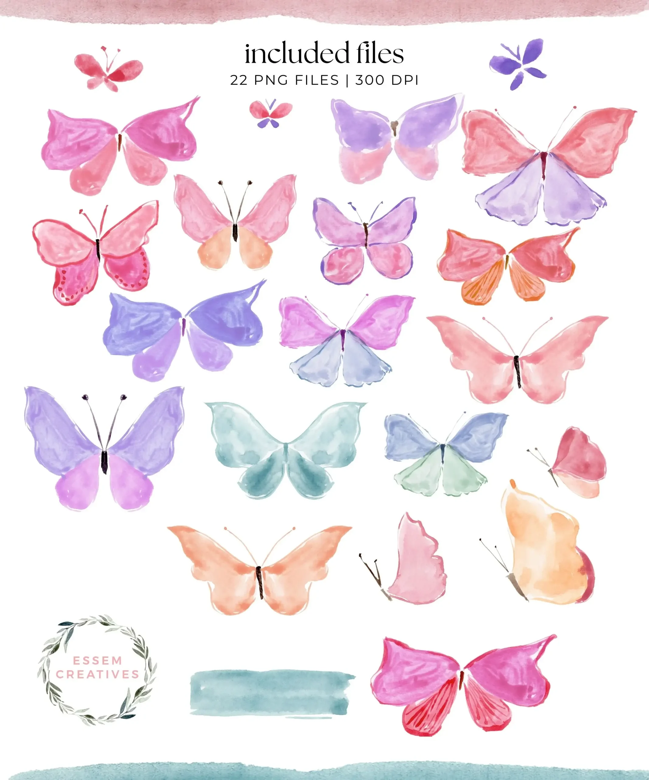 521-7 Hand Painted Butterflies in Watercolor and Gouache, Butterfly Print for Scrapbooking, Valentines Day, Baby Showers Birthday Decor, Girls Room Decor